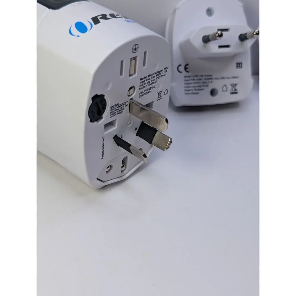 OREI M8+ World Travel Adapter PRO Universal Plug Adapter USB EU Set Untested